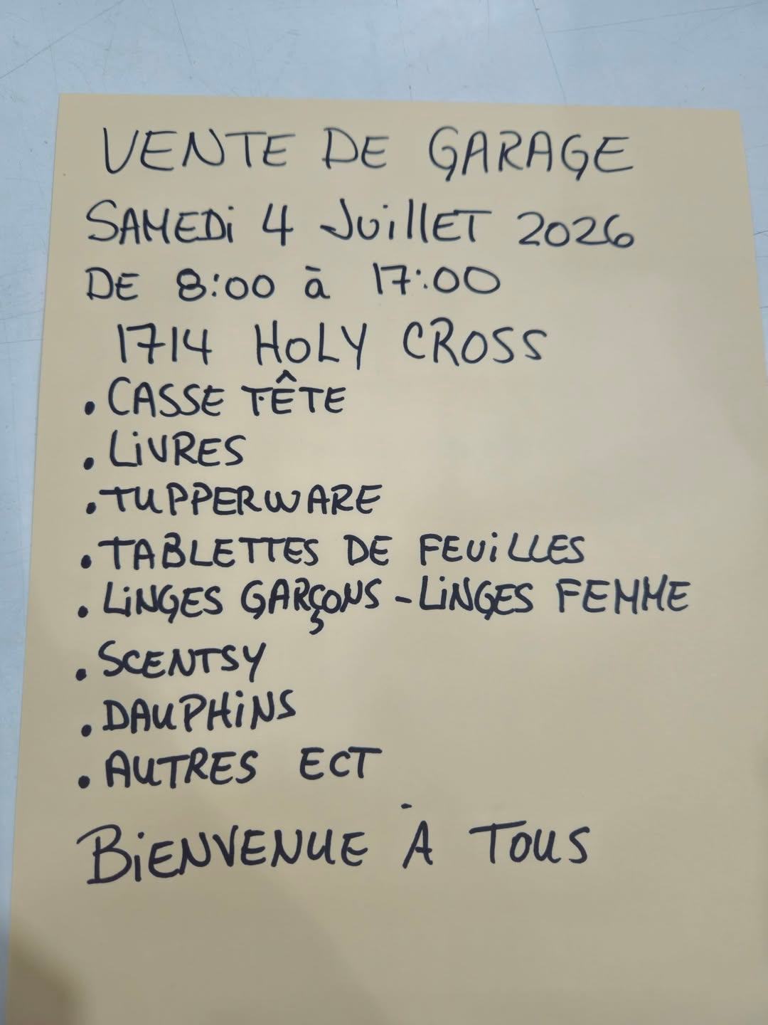 Vente de garage · couverture